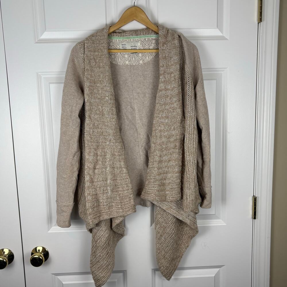 Anthropologie Saturday Sunday Tan Knitted Cardigan Heavyweight Women's Size M